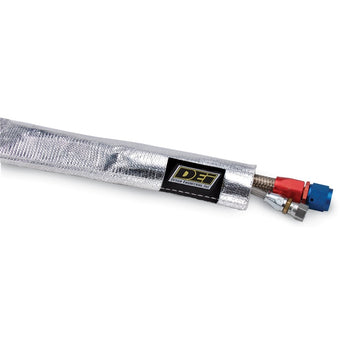 compare product DEI Heat Sheath 1/2in I.D. x 3ft - Aluminized Sleeving - Sewn Edge