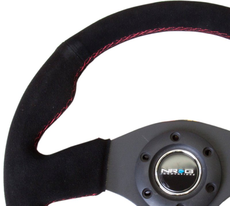 NRG Reinforced Steering Wheel (320mm) Suede w/Red Stitch - My Store