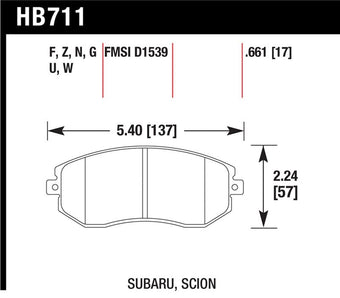 compare product Hawk 13 Subaru BRZ / 13 Scion FR-S Perf. Ceramic Front Street Brake Pads