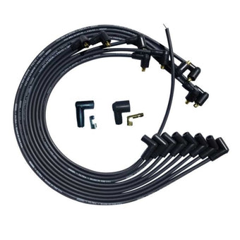 compare product Moroso SBC Under Header 90 Deg Plug 90 Deg Non-HEI Unsleeved Ultra Spark Plug Wire Set - Black