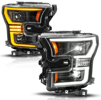compare product ANZO 15-17 Ford F-150 (Factory Halogen Model ONLY) Full LED Proj Headlights  Init/SeqSig Black- Pair