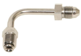 compare product Russell Performance 3/8in-24 Inverted Flare to Male -3AN Steel Chrome 90 Degree Brake Line Fitting
