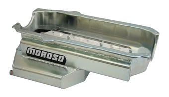 compare product Moroso Pre-85 Chevrolet Small Block (w/Passenger Side Dipstick) Wet Sump 7qt 7-1/8in Steel Oil Pan