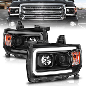 compare product ANZO 2015+ GMC Canyon Projector Headlights w/ Plank Style Design Black w/ Amber