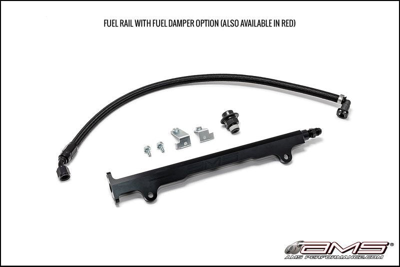 AMS Performance 08 - 15 Mitsubishi EVO X CNC Machined Aluminum Fuel Rail w/Pulsation Dampener - Black - My Store