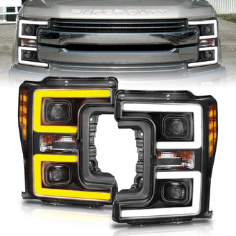 compare product ANZO LED Headlights 17-18 Ford F-250 Super Duty Plank-Style L.E.D. Headlight Black (Pair)