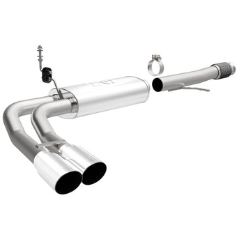 compare product Magnaflow 14 Chev Silverado V8 5.3L CC/EC Dual Same Side Before P/S Tire Exit SS Cat Back Perf Exh