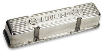 compare product Moroso Chevrolet Small Block Valve Cover - 3.5in - Polished Aluminum - Pair