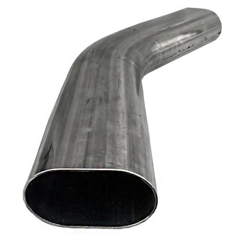 compare product Granatelli 3in Oval Stainless Steel Horizontal 45 Deg Bend 4.5in Bend Radius Tubing