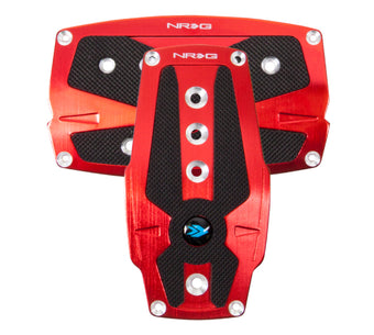 compare product NRG Brushed Aluminum Sport Pedal A/T - Red w/Black Rubber Inserts