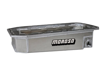 compare product Moroso AJPE TFX 96/TFX 2000/TFX 2002 Funny Car Wet Sump 4.25in-6.25in Aluminum Oil Pan