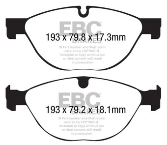 compare product EBC 13+ Jaguar F-Type (Cast Iron Only) 3.0 Supercharged (380) Perf Pkg Redstuff Front Brake Pads