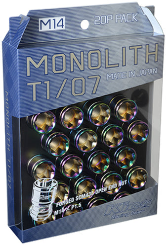 compare product Project Kics 14 x 1.5 Neochrome T1/07 Monolith Lug Nuts - 20 Pcs