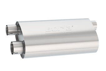 compare product Borla Transverse Flow Notched Muffler - Oval Single Inlet/Dual Outlet 2.5in 19in x 10.5in x 5.5in