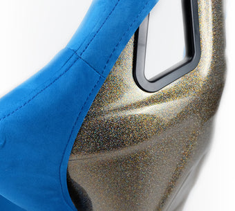 compare product NRG FRP Bucket Seat ULTRA Edition - Large (Blue Alcantara/Gold Glitter Back)