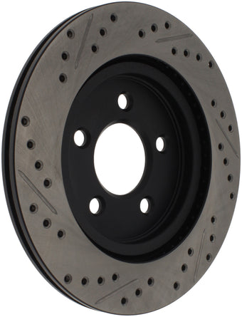 compare product StopTech 05-10 Ford Mustang Slotted & Drilled Left Rear Rotor