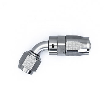 compare product DeatschWerks 6AN Female Flare Swivel 60-Degree Hose End CPE Anodized DW Titanium