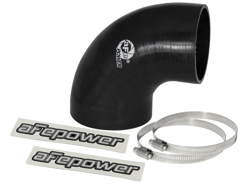 aFe Magnum FORCE CAI Univ. Silicone Reducing Coupler (4in. to 3.5in. ID) 90Deg. Elbow - Black - My Store