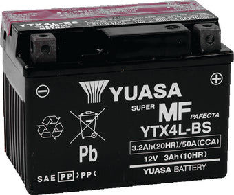 compare product Yuasa YTX4L-BS Maintenance Free AGM 12-Volt Battery w/Bottle