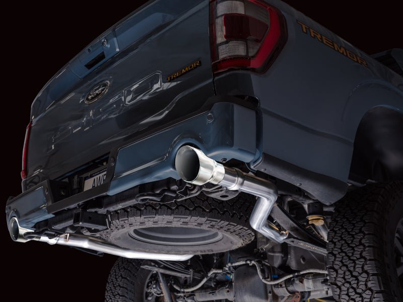 AWE Tuning 2021+ Ford F150 Tremor w/ Bumper Cutouts 0FG Non - Resonated Cat - Back w/ Chrome Silver Tips - My Store