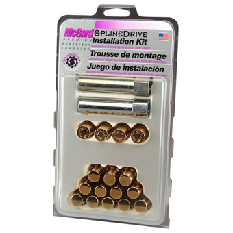 compare product McGard SplineDrive Tuner 4 Lug Install Kit w/Locks & Tool (Cone) M12x1.5 / 13/16 Hex - Gold (CS)