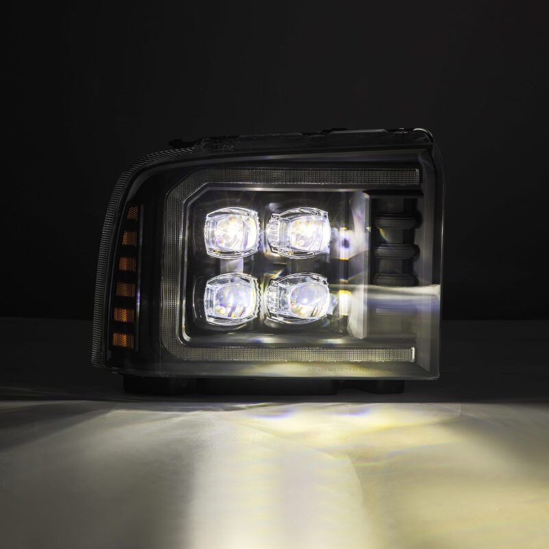 AlphaRex 05 - 07 Ford F250/350/450/550 Super Duty NOVA LED Proj HL Blk w/Actv Light & Seq Sig + SB DRL - My Store