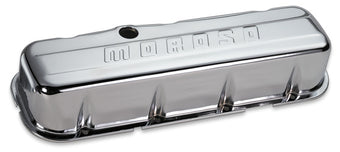 compare product Moroso Chevrolet Big Block Valve Cover - w/o Baffles - Stamped Steel Chrome Plated - Pair
