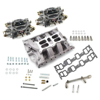 compare product Edelbrock Manifold and Carb Kit Dual Quad RPM Air Gap 390-428 FE Ford