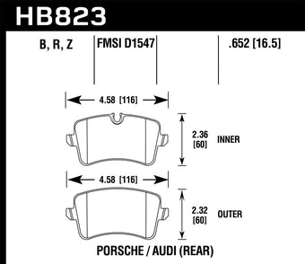 compare product Hawk 13-17 Audi S6/S7/S8 / 12-17 Audi A6 Quattro/A7 Quattro Performance Ceramic Rear Brake Pads