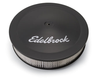 compare product Edelbrock Air Cleaner Pro-Flo Series Round Steel Top Paper Element 14In Dia X 3 75In Dropped Base