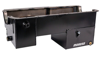 compare product Moroso Ford 351W (w/Rear Sump & Billet End Seals) Power Pouch Wet Sump 7qt 9in Steel Oil Pan