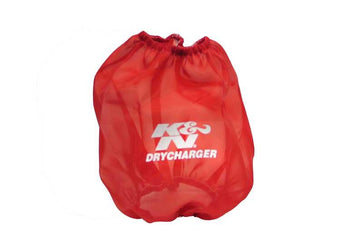 compare product K&N Round Tapered Drycharger Air Filter Wrap Red 7.5in Base ID x 5in Top ID x 7.5in H