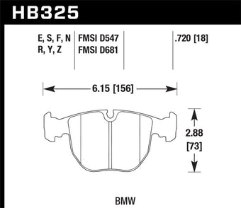 compare product Hawk 04-06 BMW X5 3.0i/4.4i HPS 5.0 Street Front Brake Pads