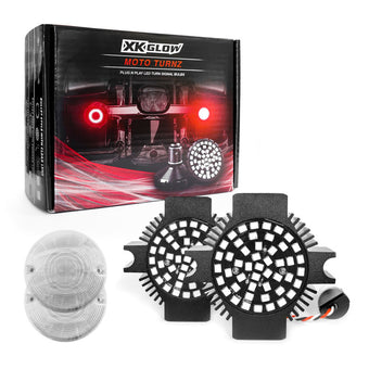 compare product XK Glow Motorcycle Rear LED Turn Signal Kit - 1156 Flat Style Clear Lenses