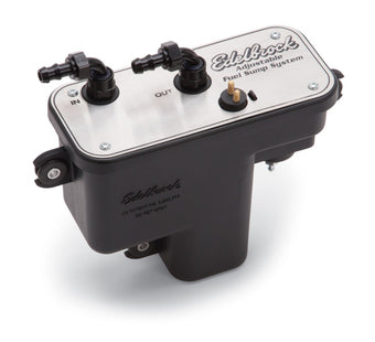 compare product Edelbrock Fuel System Universal Fuel Sump Module Adjustable Fuel Sump Tank Only 255 LPH