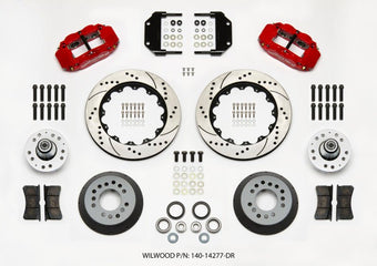 compare product Wilwood Narrow Superlite 6R Front Hub Kit 14.00in Drill Red Magnum Force Drop Spindle