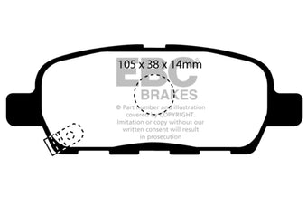 compare product EBC 10-13 Infiniti FX35 3.5 Greenstuff Rear Brake Pads