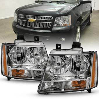 compare product ANZO 2007-2014 Chevy Tahoe Crystal Headlight Chrome Amber(OE)