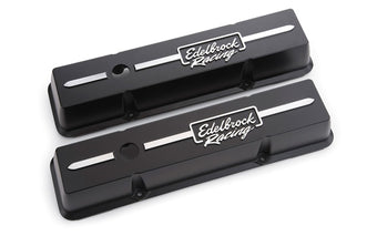 compare product Edelbrock Valve Cover Racing Series Chevrolet 1959-1986 262-400 CI V8 Low Black