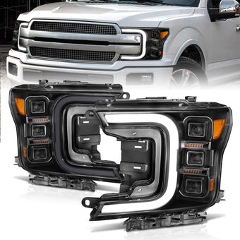 compare product ANZO 18-20 Ford F-150 Full Led Projector Smoke Bar Style Headlights Black Amber