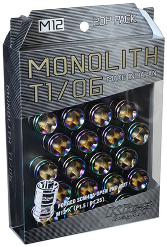 compare product Project Kics 12 x 1.25 Neochrome T1/06 Monolith Lug Nuts - 20 Pcs