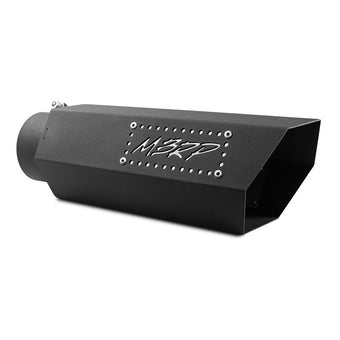 compare product MBRP Universal Hex Tip 4in Inlet 16in Length w/ Logo - Black Coated