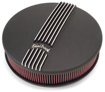 compare product Edelbrock Air Cleaner Classic Series Round Aluminum Top Cloth Element 14In Dia X 3 9In Black