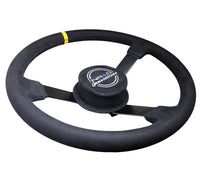 NRG Reinforced Steering Wheel (380mm) Nascar/ Alcantara 3 Spoke w/ NRG Logo/ Removable Crushed Pad - My Store