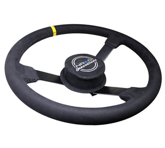 compare product NRG Reinforced Steering Wheel (380mm) Nascar/ Alcantara 3 Spoke w/ NRG Logo/ Removable Crushed Pad
