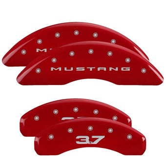 compare product MGP 4 Caliper Covers Engraved Front 2015/Mustang Engraved Rear 2015/37 Red finish silver ch