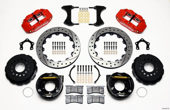 compare product Wilwood Narrow Superlite 4R Rear P-Brk Kit 12.88in Drilled Red Mopar/Dana 2.36in Off w/Snap Ring