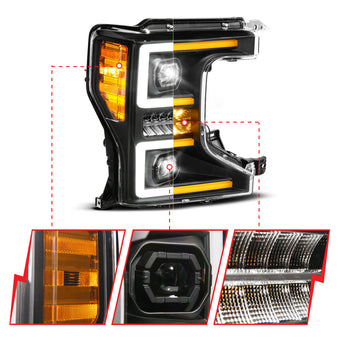 compare product ANZO 20-22 Ford Super Duty (Halogen) Z-Series Full LED Proj Headlights SeqSig - Pass. Side ONLY