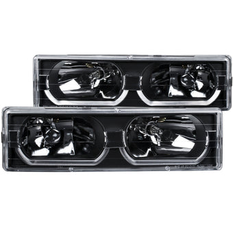 compare product ANZO 1988-1998 Chevrolet C1500 Crystal Headlights Black w/ Low - Brow
