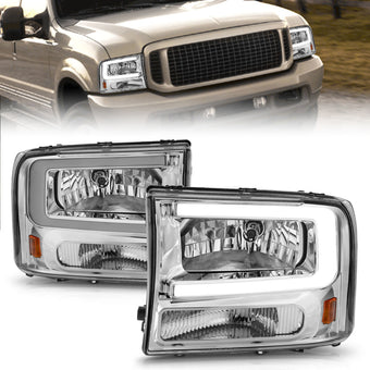 compare product ANZO 99-04 Ford F250/F350/F450/Excursion (excl. 99) Crystal Headlights - w/ Light Bar Chrome Housing